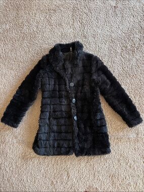 Womens Black Faux Fur Coat - Medium (UK 14)